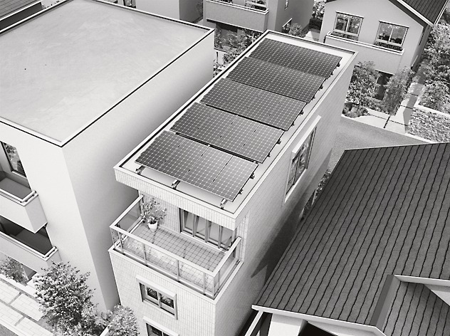 狭小屋根に太陽光パネルを設置したイメージ図