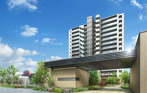 完成予想パース。エリア最高層のランドマークとなる