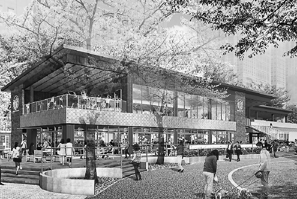 新宿中央公園内に整備された交流拠点施設「シュクノバ」