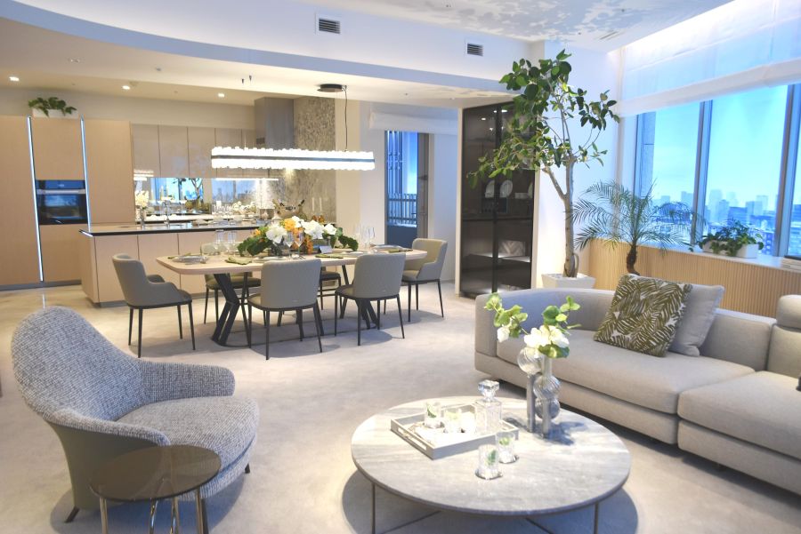 約205m2の住戸におけるLDKを再現したモデルルーム