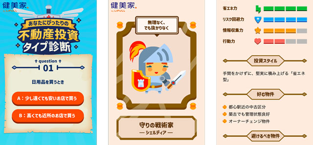 RPG風「不動産投資タイプ診断」の無料提供開始 健美家