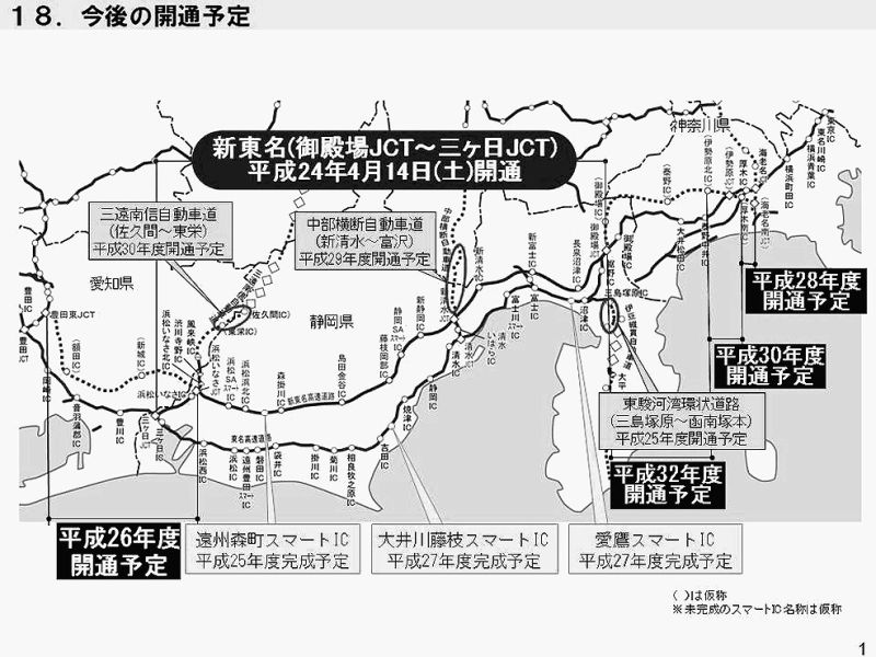 新東名高速道路の今後の開通予定