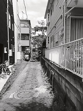 元の敷地。階段まで斜面は下がっている