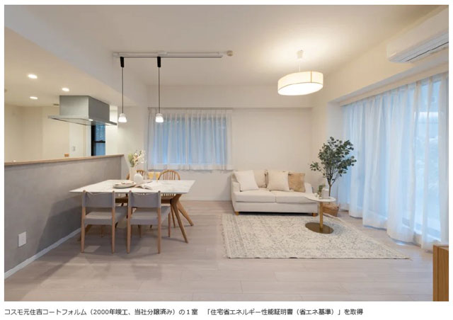 リノベマンションで省エネ基準達成率37%に向上 コスモスイニシア