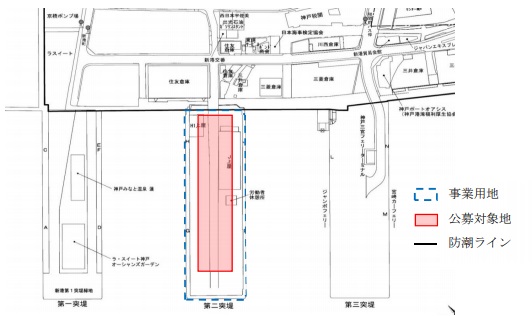 再開発の位置図(中央の赤枠部分)