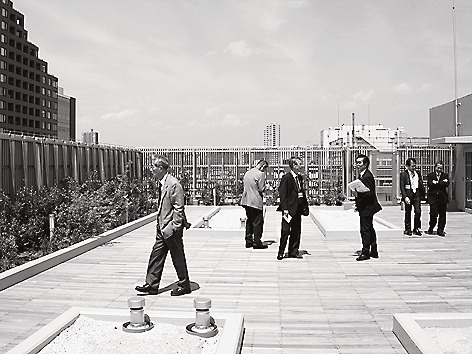 子育て世帯と高齢者の交流スペースでもある屋上庭園は野菜作りも可能