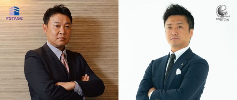 「首都圏のリノベ再販をリードしたい」と意気込むエフステージの藤島社長(左)とレジデンシャル不動産の内田社長