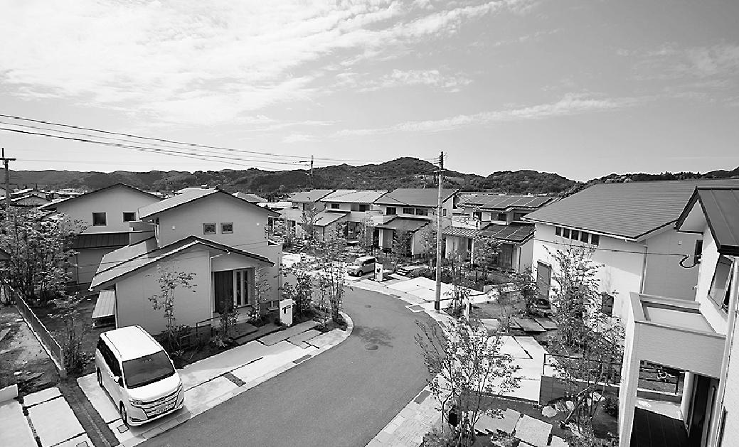 「久山ヴィレッジ樹ノ里」。街並み維持のため外構や植栽をルール化