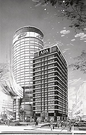 関西初出店の「アパホテルTKP大阪梅田」完成予想図