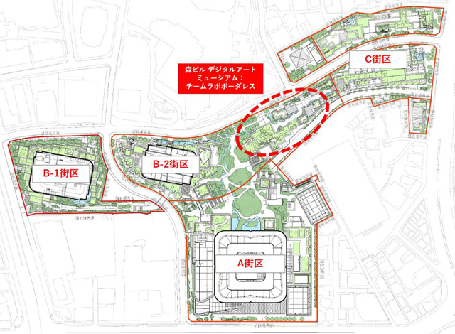 「虎ノ門・麻布台プロジェクト」の配置図