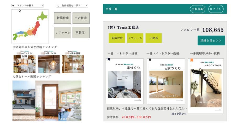 TrustLead クチコミ評価を反映 住宅会社・工務店の検索サイト
