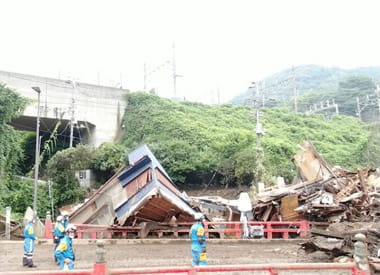 土石流が発生した熱海市伊豆山(21年7月6日)国土交通省TEC―FORCE(テックフォース)撮影