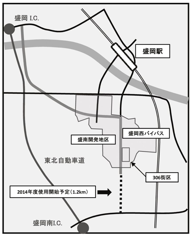 盛南開発地区の位置図