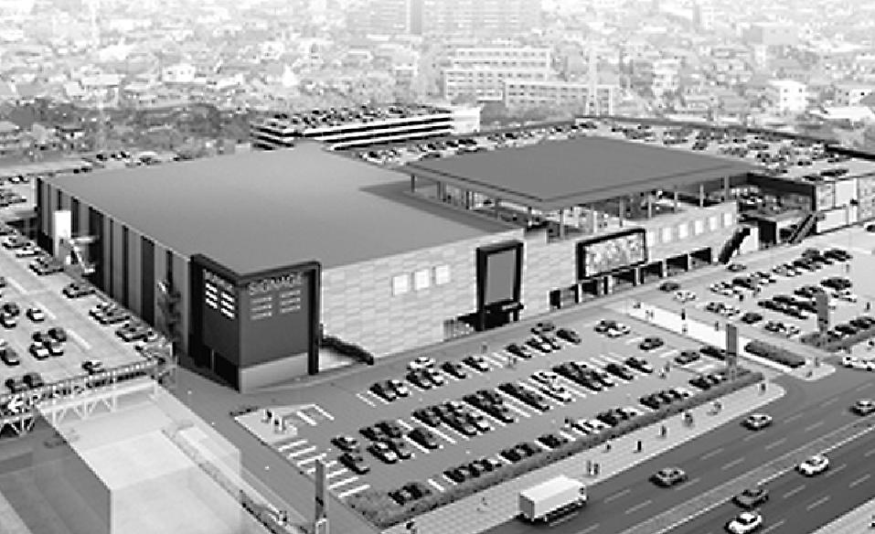 完成パース。国道19号線沿いに立地
