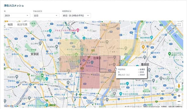 メトロエンジン 滞在人口を地図表示 宿泊ニーズを簡便に分析