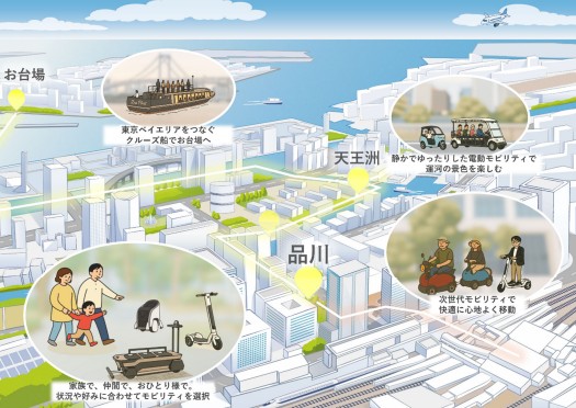 NTTアーバンなど 次世代モビリティーと舟運を乗り継ぐ回遊実証