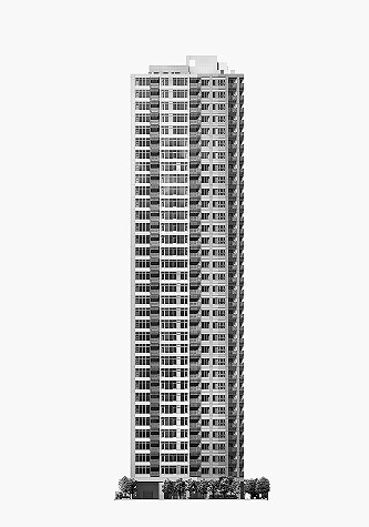 プラウドタワー白金台の外観。実際には11角形という複雑な形状をしている