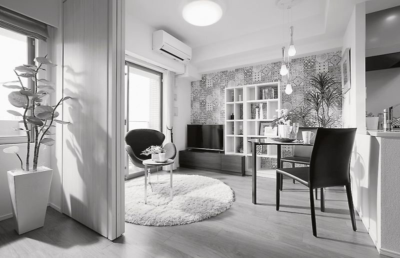 専有面積30m2台前半の住戸。間口を広く確保するなどして開放感のある空間設計を心掛けた