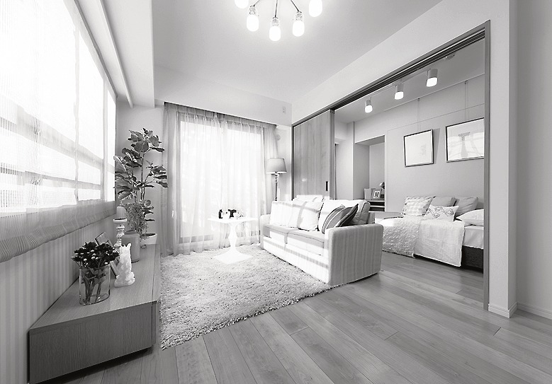 37m2タイプのモデルルーム住戸。〝広さ〟を感じさせるプランを意識した