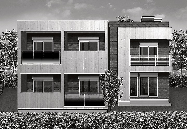 5世帯用のプラン。右側がオーナー住戸で独立性の確保を訴求していく
