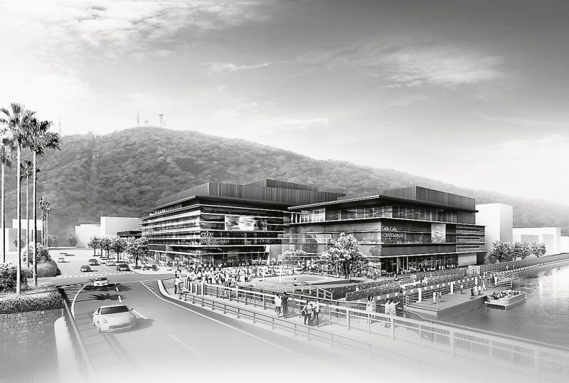 新町西地区再開発事業の事業計画時点の完成予想図